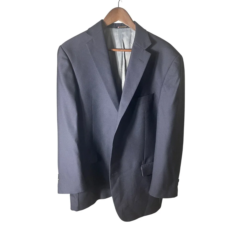 Hart Schaffner Marx Sport Coat 42R Classic Wool Navy Gold Trumpeter Blazer